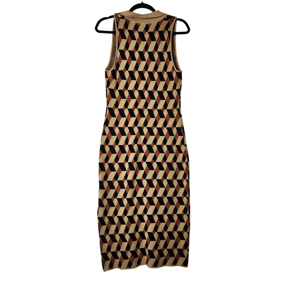 House of Harlow 1960 Geometric Print Sleeveless Knit Midi Dress Women's M - Picture 2 of 12